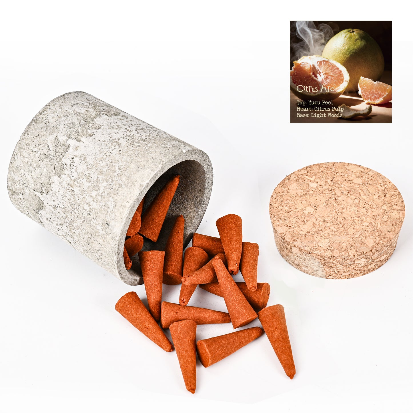 Aiimuzeum® Natural Arc Yuzu Cone Incense 30 PCS- Handmade Excellence, Long Burning Perfect for Relaxation and Meditation,Aromatic Rooms,Air Purifier Home and House Decor (Citrus Arc Yuzu)