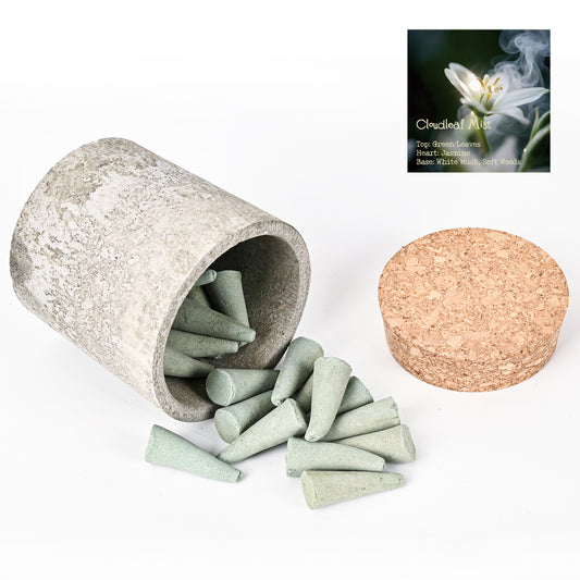 Aiimuzeum® Natural Jasmine Cone Incense 30 PCS- Handmade Excellence, Long Burning Perfect for Relaxation and Meditation,Aromatic Rooms,Air Purifier Home and House Decor (Cloudleaf Mist Jasmine)