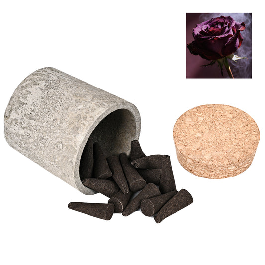 Aiimuzeum® Natural Rose Cone Incense 30 PCS- Handmade Excellence, Long Burning Perfect for Relaxation and Meditation,Aromatic Rooms,Air Purifier Home and House Decor (Black Avalanche Rose)