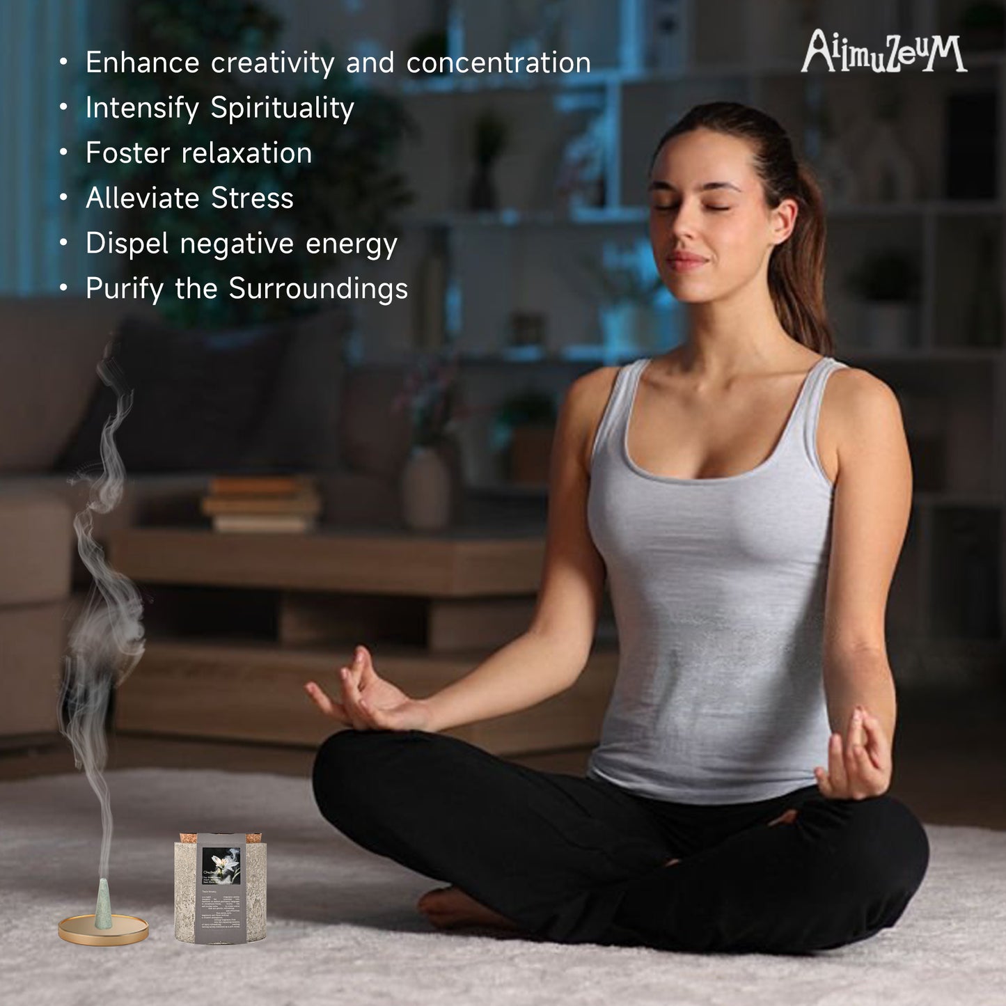 Aiimuzeum® Natural Jasmine Cone Incense 30 PCS- Handmade Excellence, Long Burning Perfect for Relaxation and Meditation,Aromatic Rooms,Air Purifier Home and House Decor (Cloudleaf Mist Jasmine)